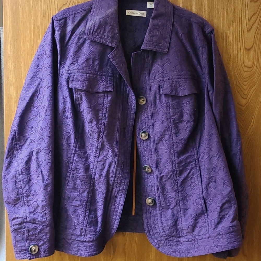 Coldwater Creek Women's size 20 purple embroidered jacket